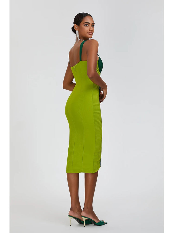 Green bandage dress sexy runway dress buttocks wrapped skirt
