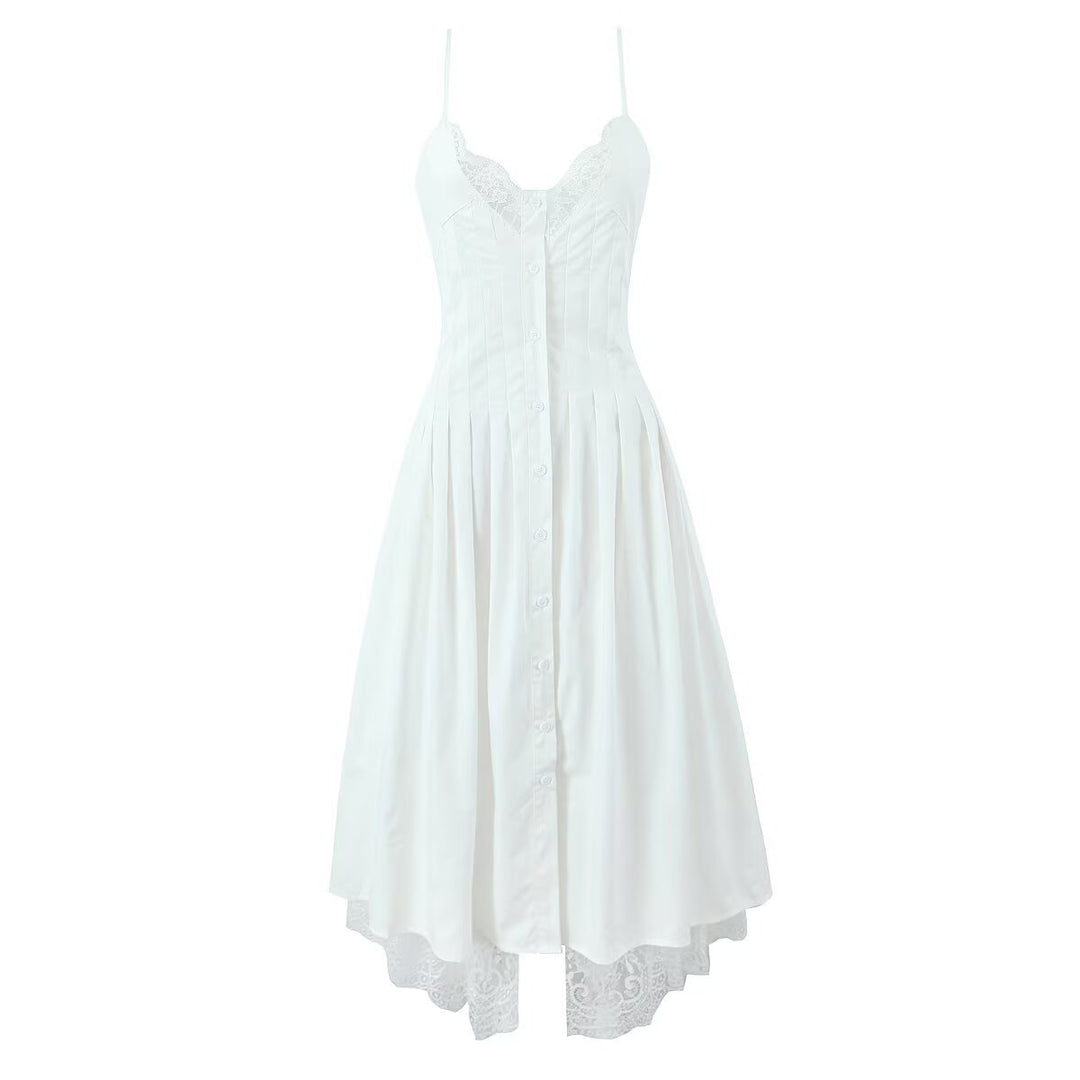 Splicing lace shirt with camisole dress