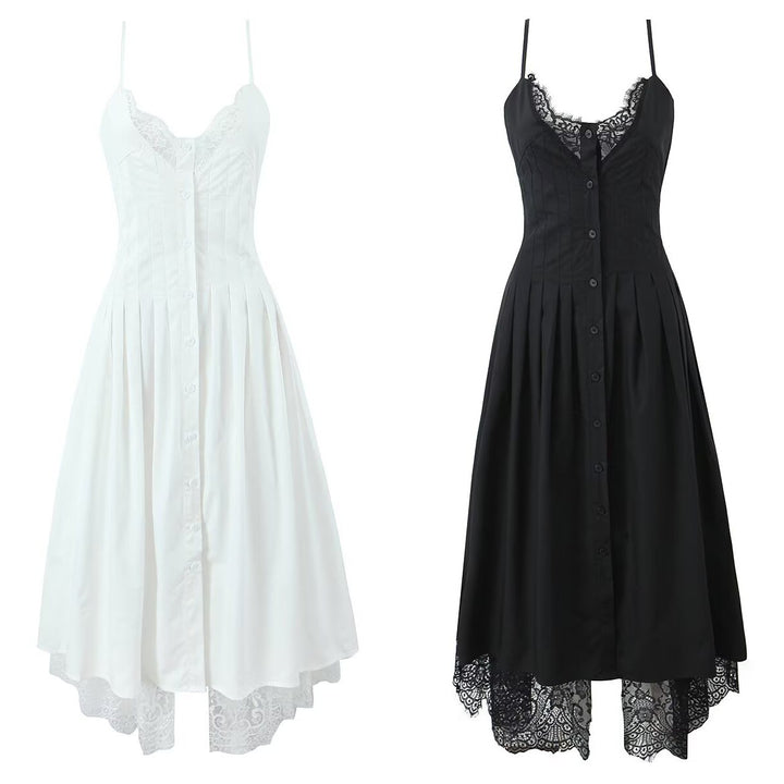 Splicing lace camisole jumpsuit long skirt
