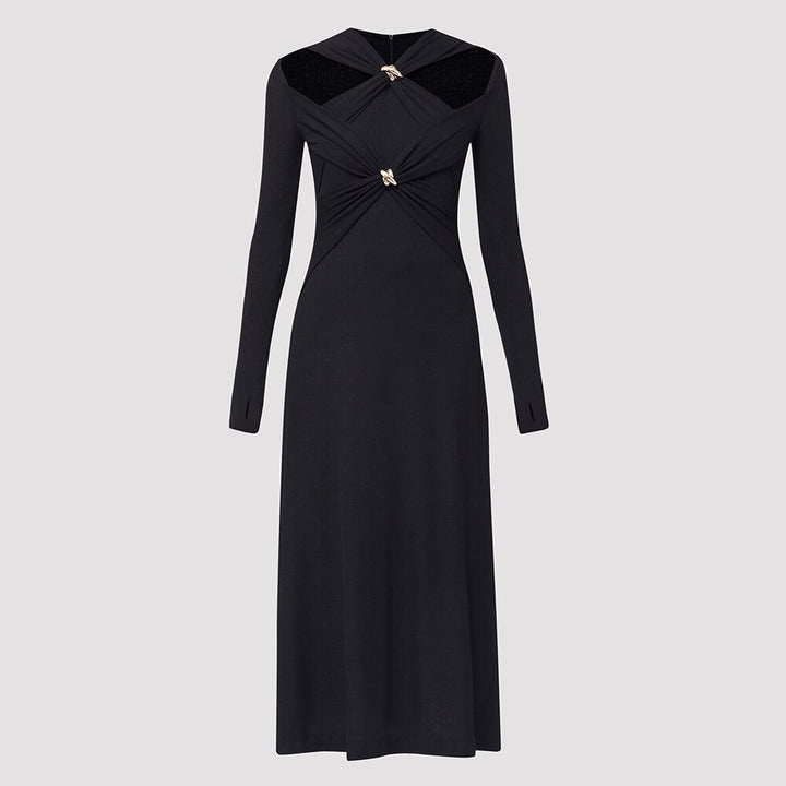Knitting White Dresses For Women V Neck Long Sleeve High Waist Hollow Out Slim Dress Female Summer
