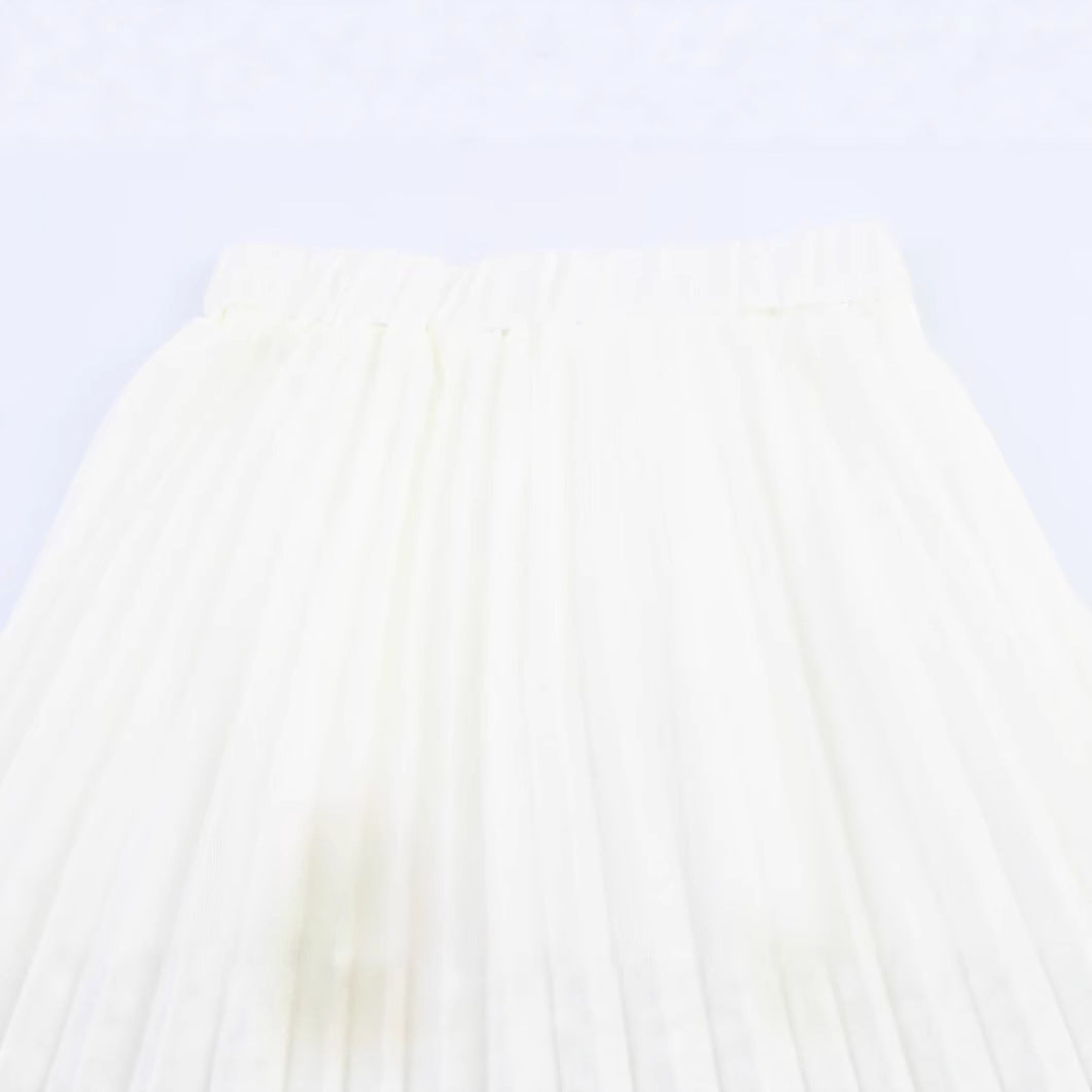 High waist slimming A-line half skirt pleated long skirt for women