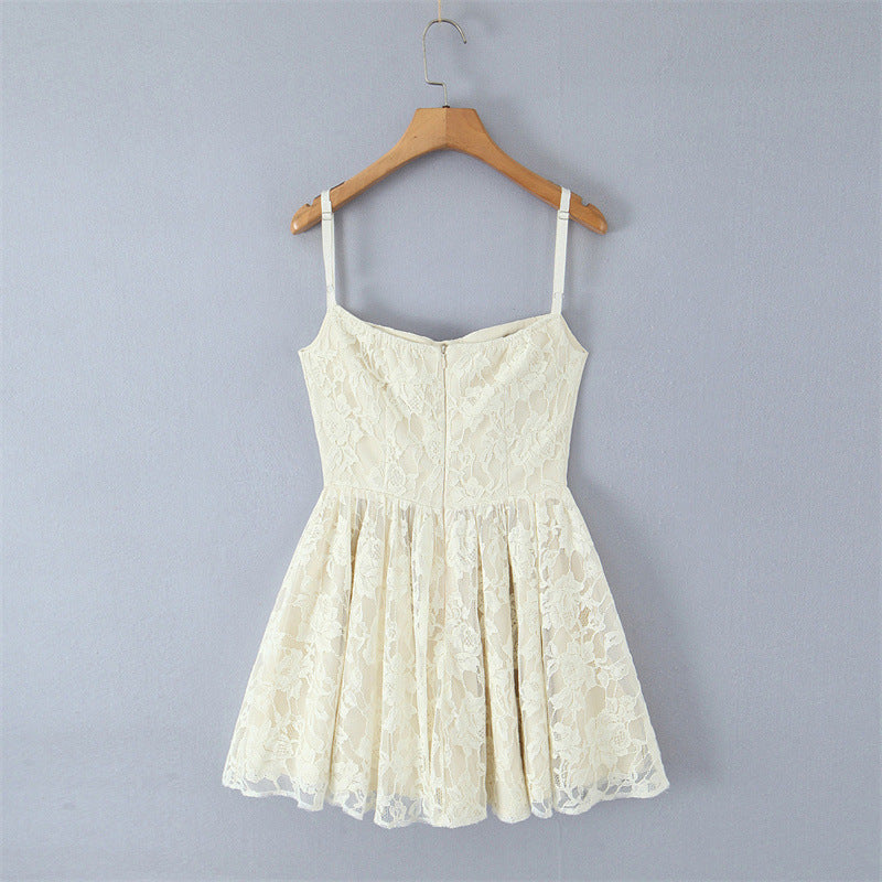 Fashionable and Sexy Lace Embroidered Fitted Waist-Slimming Dress