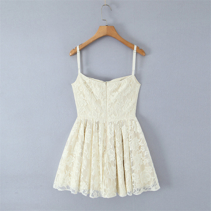 Fashionable and Sexy Lace Embroidered Fitted Waist-Slimming Dress