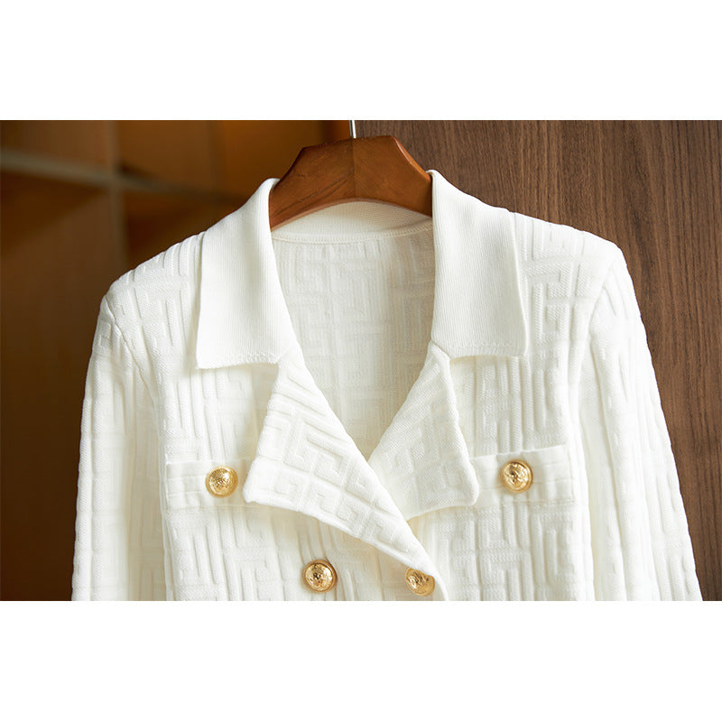 Autumn And Winter New Knitting Skirt Suit Collar Herringbone Top Belt Hip Wrap Skirt Two-Piece Fashion Suit