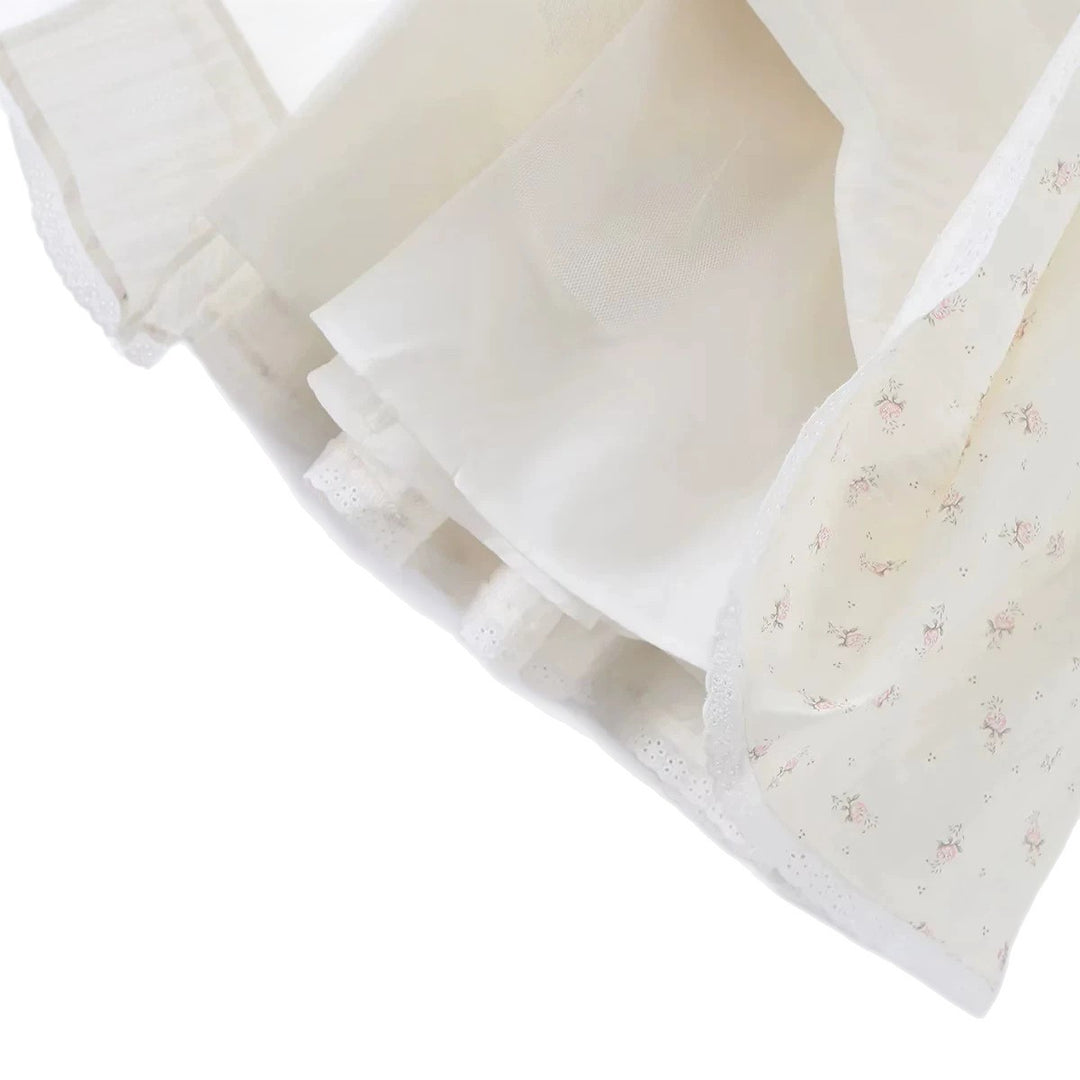 Charming Floral Print Dress for Women Cute Vacation Style Halter Neck Mini A-Line Pleated Skirt