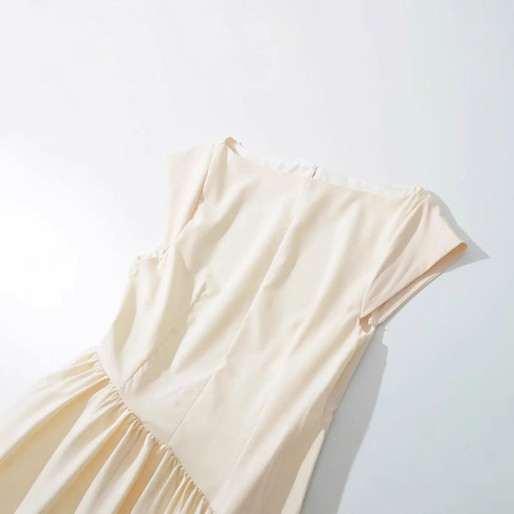 Sleeveless backless mid length dress slim fit mesh solid color dress