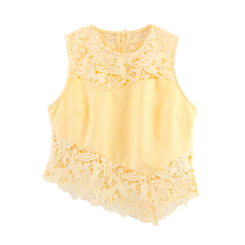 Style Sleeveless Top and Skirt Set with Elegant French Design