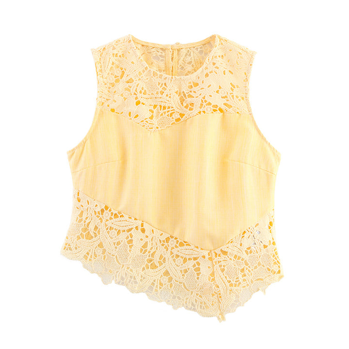 Style Sleeveless Top and Skirt Set with Elegant French Design