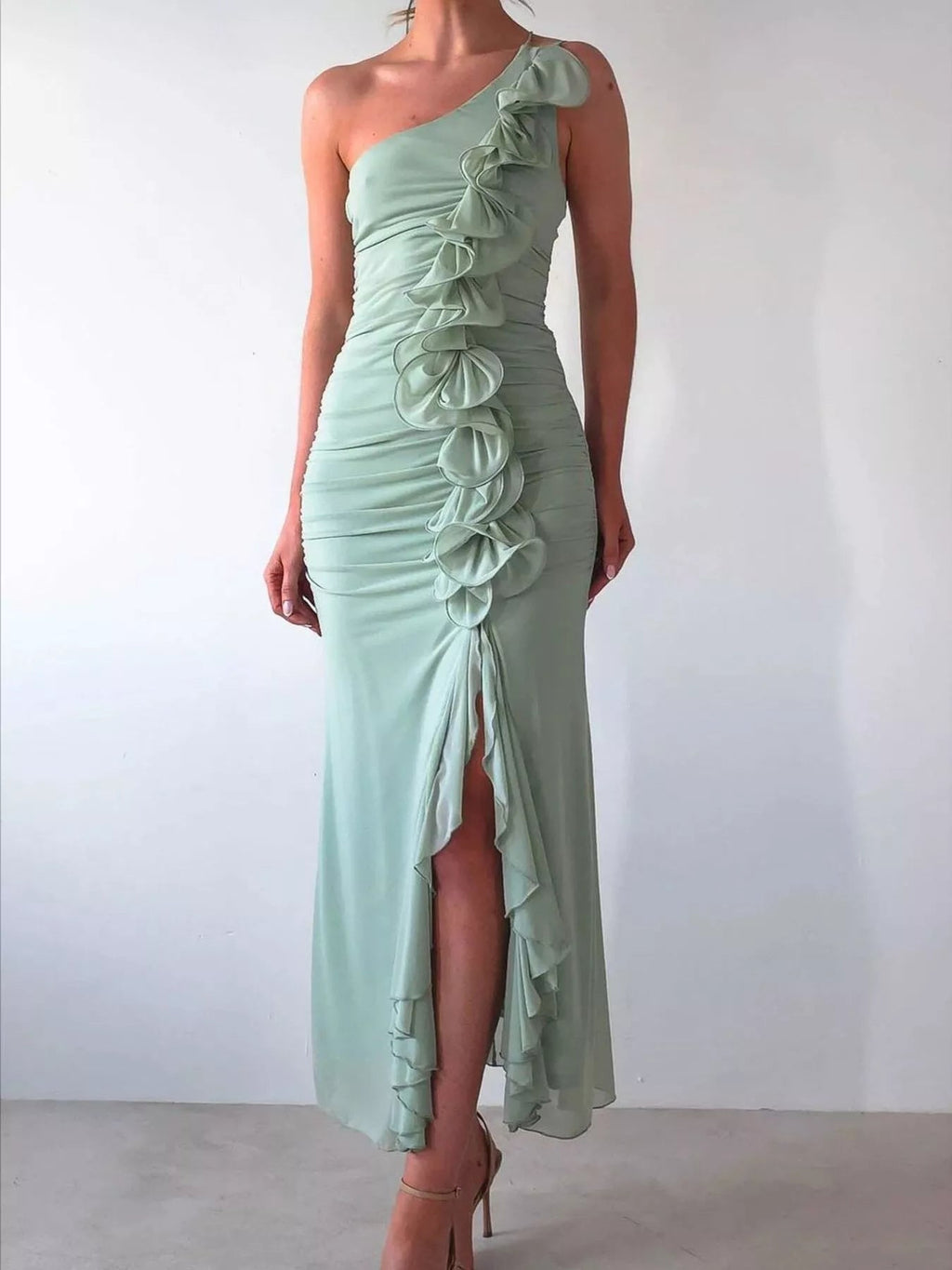Ruffle Slit Dress